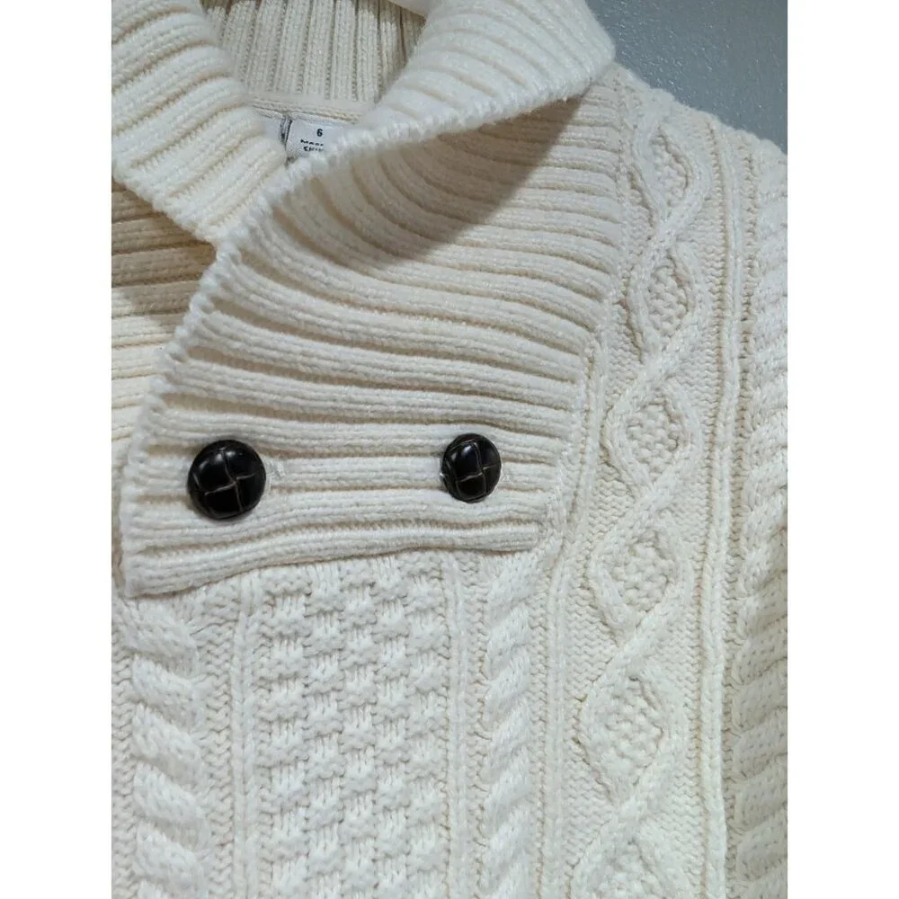 Janie and Jack Sweater Cream Cable Knit Shawl Collar Knit Boys size 6